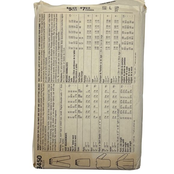 Simplicity 8450 Misses Pullover Top Pants Skirt & Loose-Fitting Jacket Sewing Pa - Picture 2 of 3